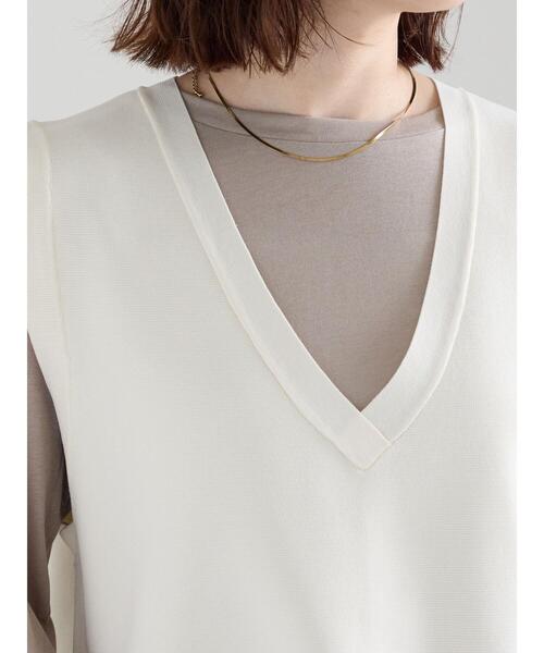 Te chichi(テチチ)の「Vネックニットベスト(ベスト・レディース・ブラック/サックスブルー/オフホワイト・F)」の19枚目の写真