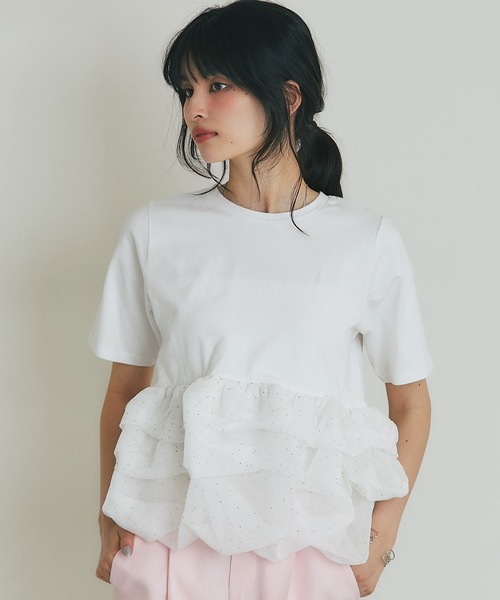 ストーンペプラムフリルTシャツ（Tシャツ/カットソー）｜&. NOSTALGIA 