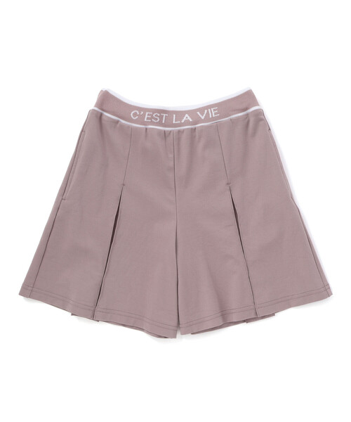 BeBe（ベベ）の「ウエストロゴポンチボックスプリーツキュロットパンツ（その他パンツ・キッズ・ネイビー/ブラウン・120cm/110cm/140cm/150cm/130cm）」の2枚目の写真