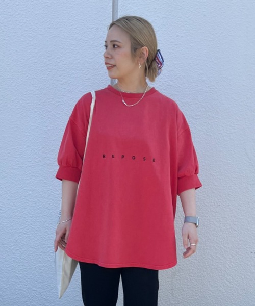 yns628企画】ロゴ刺繍×プリントチュニックTシャツ（Tシャツ/カットソー