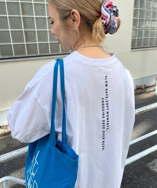yns628企画】ロゴ刺繍×プリントチュニックTシャツ（Tシャツ/カットソー