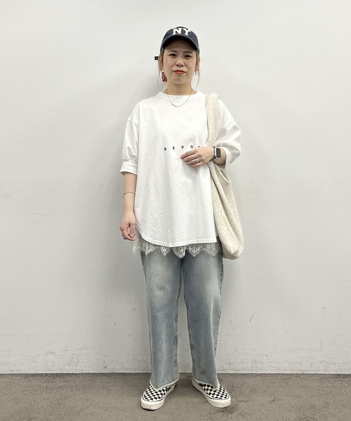 PUAL CE CIN（ピュアルセシン）の「【＠yns628企画】ロゴ刺繍×プリントチュニックTシャツ（Tシャツ/カットソー・レディース・レッド/オフホワイト/チャコールグレー・FREE）」の14枚目の写真