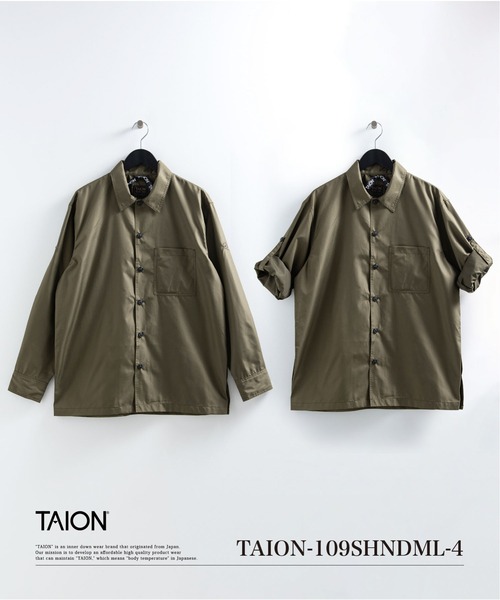 TAION(タイオン)の「【TAION(タイオン)】〈ユニセックス〉ノンダウン ミリタリー ボタンスリット シャツ(シャツ/ブラウス・メンズ・ダークネイビー/インディゴブルー/ライトインディゴブルー/オフホワイト/ダークオリーブ/ブラック・XL/L/M/S/2XL)」の3枚目の写真