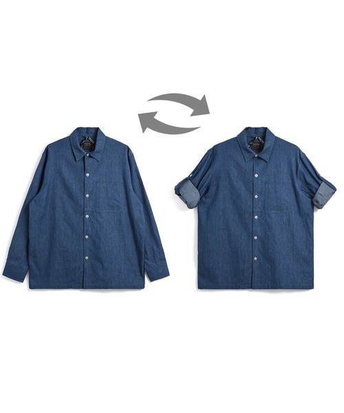 TAION(タイオン)の「【TAION(タイオン)】〈ユニセックス〉ノンダウン ミリタリー ボタンスリット シャツ(シャツ/ブラウス・メンズ・ダークネイビー/インディゴブルー/ライトインディゴブルー/オフホワイト/ダークオリーブ/ブラック・XL/L/M/S/2XL)」の4枚目の写真