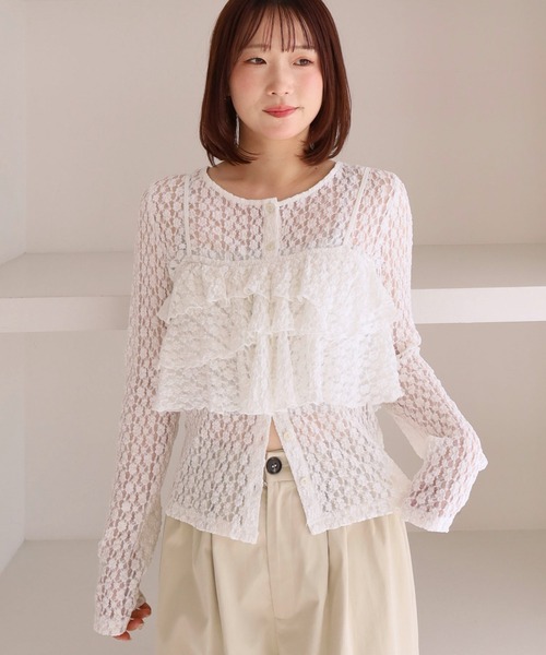 archives（アルシーヴ）の「フリルビスチェカットレースアンサンブル（アンサンブル・レディース・オフホワイト/アイボリー/ブラック・MEDIUM）」の4枚目の写真