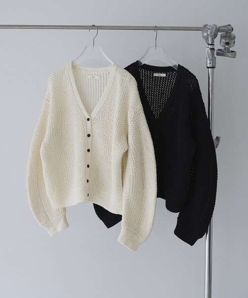 anuke(アンヌーク)の「Crochet Knit Cardigan(カーディガン/ボレロ・レディース・アイボリー/ブラック・FREE)」の4枚目の写真
