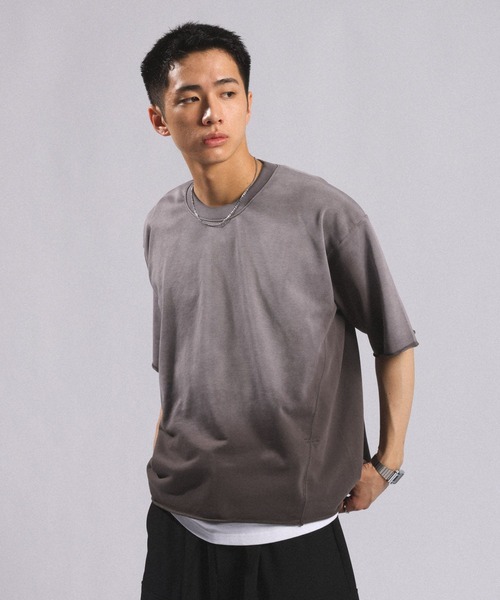 RAGEBLUE(レイジブルー)の「Pigment Design Cropped T-Shirt/ピグメント加工クロップドTシャツ(Tシャツ/カットソー・メンズ・ダークブラウン/サックスブルー/その他19/グレー系その他/ブラウン・MEDIUM/LARGE)」の13枚目の写真