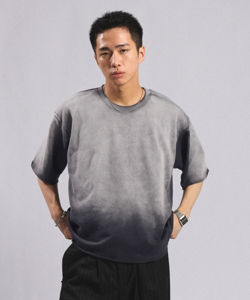RAGEBLUE(レイジブルー)の「Pigment Design Cropped T-Shirt/ピグメント加工クロップドTシャツ(Tシャツ/カットソー・メンズ・ダークブラウン/サックスブルー/その他19/グレー系その他/ブラウン・MEDIUM/LARGE)」の15枚目の写真