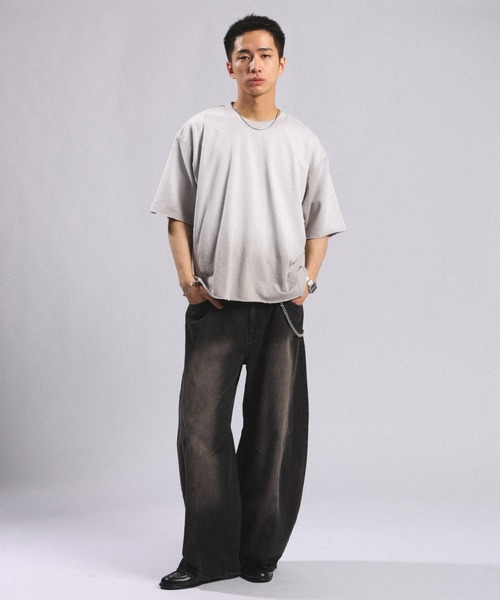 RAGEBLUE(レイジブルー)の「Pigment Design Cropped T-Shirt/ピグメント加工クロップドTシャツ(Tシャツ/カットソー・メンズ・ダークブラウン/サックスブルー/その他19/グレー系その他/ブラウン・MEDIUM/LARGE)」の16枚目の写真