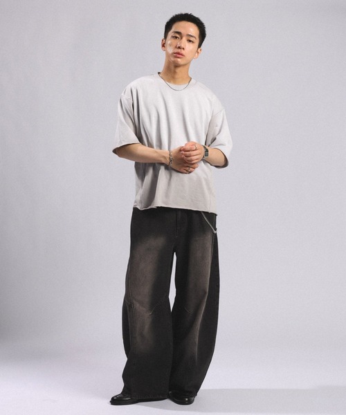 RAGEBLUE(レイジブルー)の「Pigment Design Cropped T-Shirt/ピグメント加工クロップドTシャツ(Tシャツ/カットソー・メンズ・ダークブラウン/サックスブルー/その他19/グレー系その他/ブラウン・MEDIUM/LARGE)」の17枚目の写真