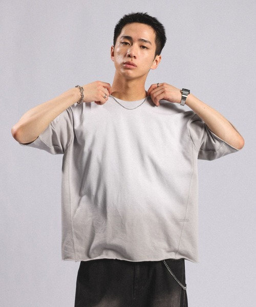RAGEBLUE(レイジブルー)の「Pigment Design Cropped T-Shirt/ピグメント加工クロップドTシャツ(Tシャツ/カットソー・メンズ・ダークブラウン/サックスブルー/その他19/グレー系その他/ブラウン・MEDIUM/LARGE)」の18枚目の写真