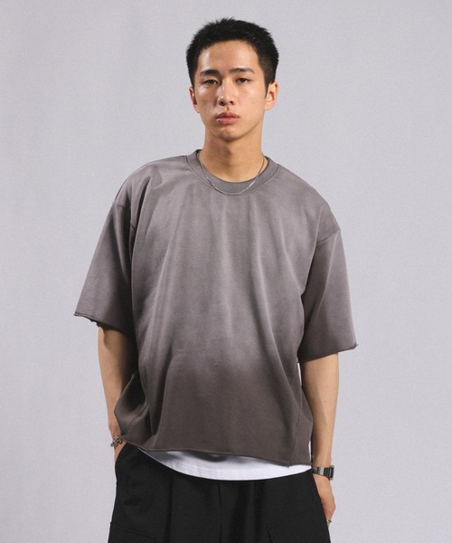 RAGEBLUE(レイジブルー)の「Pigment Design Cropped T-Shirt/ピグメント加工クロップドTシャツ(Tシャツ/カットソー・メンズ・ダークブラウン/サックスブルー/その他19/グレー系その他/ブラウン・MEDIUM/LARGE)」の12枚目の写真