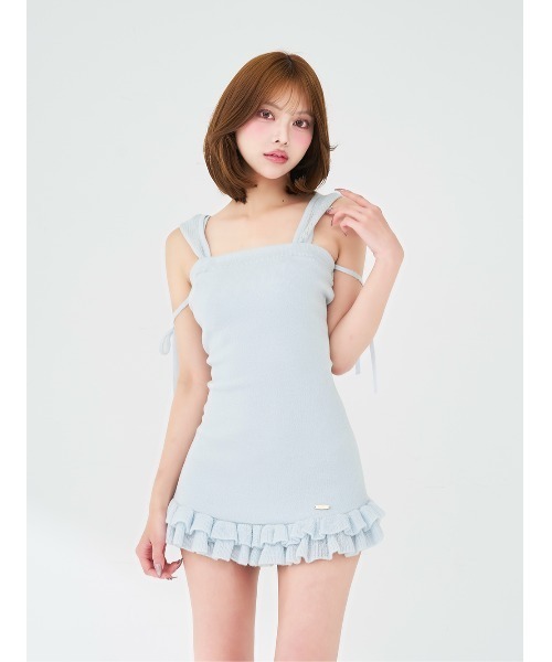 Darich(ダーリッチ)の「フードベアフリルニットミニワンピース(ワンピース・レディース・ピンク/アイボリー/サックスブルー・FREE/FL)」の3枚目の写真