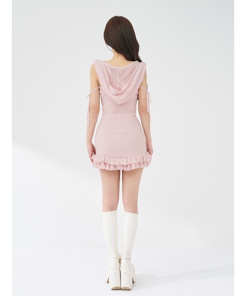 Darich(ダーリッチ)の「フードベアフリルニットミニワンピース(ワンピース・レディース・ピンク/アイボリー/サックスブルー・FREE/FL)」の9枚目の写真