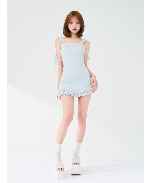 Darich(ダーリッチ)の「フードベアフリルニットミニワンピース(ワンピース・レディース・ピンク/アイボリー/サックスブルー・FREE/FL)」の11枚目の写真
