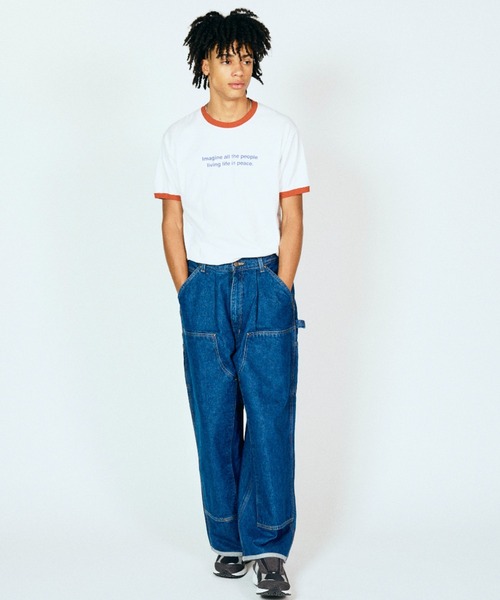 THRIFTY LOOK(スリフティールック)の「TRIFTY LOOK スリフティルック / "IMAGINE"RINGER TEE(Tシャツ/カットソー・メンズ・ブラック/レッド・X-LARGE/LARGE/MEDIUM)」の1枚目の写真