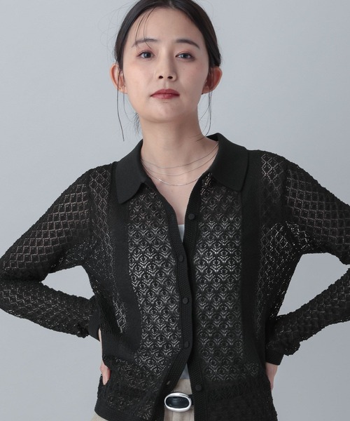 GLOBAL WORK（グローバルワーク）の「MATINEE LINE/透かし編みポロ襟カーディガン/646677（Tシャツ/カットソー・レディース・ブラック/ブラウン/ホワイト系その他・MEDIUM/LARGE）」の21枚目の写真
