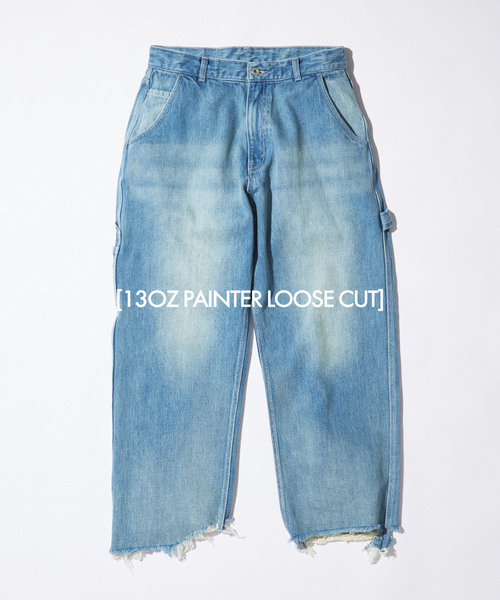 JOURNAL STANDARD（ジャーナルスタンダード）の「13オンス ペインター ルーズ カット パンツ（デニムパンツ・メンズ・アイボリー/ブラックミックス/ブルー系その他・MEDIUM/LARGE）」の3枚目の写真