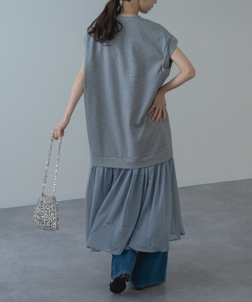 refinedworks(リファインドワークス)の「【refinedworks】裾シフォン の 異素材 ドッキング 半袖 ワンピース(ワンピース・レディース・グレー/ブラック・FREE)」の19枚目の写真