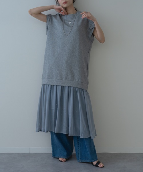 refinedworks(リファインドワークス)の「【refinedworks】裾シフォン の 異素材 ドッキング 半袖 ワンピース(ワンピース・レディース・グレー/ブラック・FREE)」の22枚目の写真