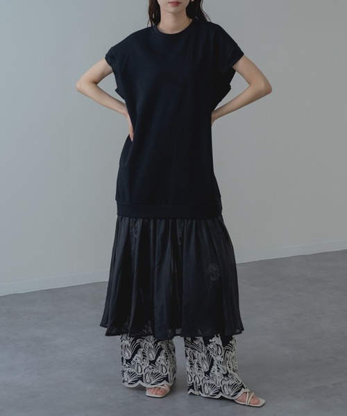 refinedworks(リファインドワークス)の「【refinedworks】裾シフォン の 異素材 ドッキング 半袖 ワンピース(ワンピース・レディース・グレー/ブラック・FREE)」の11枚目の写真