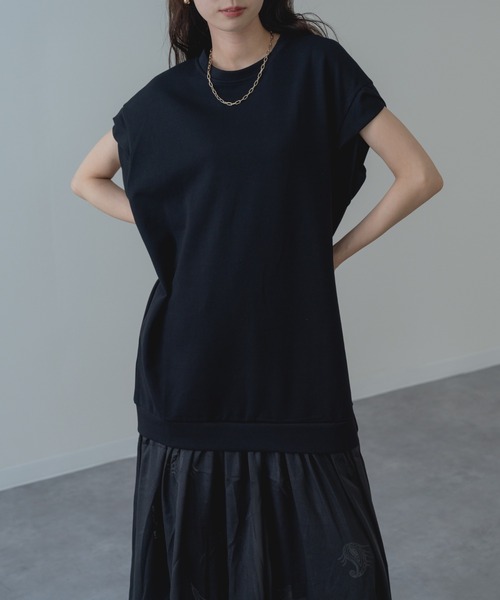 refinedworks(リファインドワークス)の「【refinedworks】裾シフォン の 異素材 ドッキング 半袖 ワンピース(ワンピース・レディース・グレー/ブラック・FREE)」の16枚目の写真