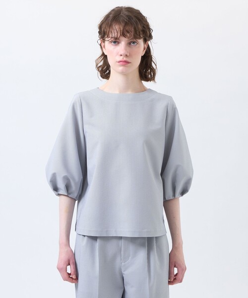 MACKINTOSH PHILOSOPHY（ﾏｯｷﾝﾄｯｼｭ ﾌｨﾛｿﾌｨｰ）の「サマーサッカーパフスリーブブラウス（シャツ/ブラウス・レディース・ブラウン系その他4/ライトブルー/ブラック・38/36）」の6枚目の写真