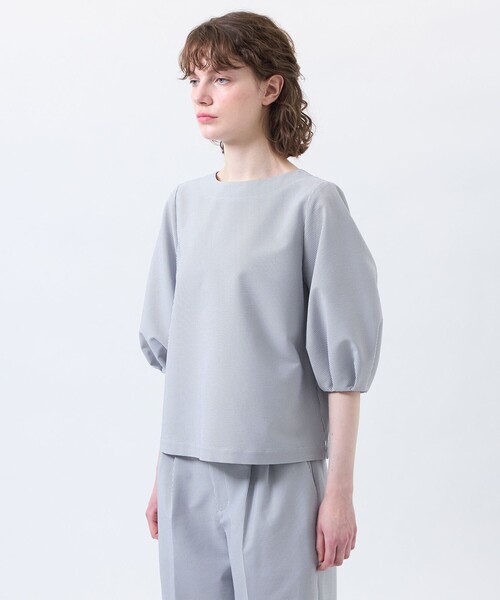 MACKINTOSH PHILOSOPHY（ﾏｯｷﾝﾄｯｼｭ ﾌｨﾛｿﾌｨｰ）の「サマーサッカーパフスリーブブラウス（シャツ/ブラウス・レディース・ブラウン系その他4/ライトブルー/ブラック・38/36）」の7枚目の写真