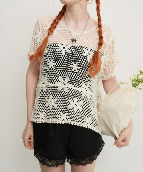 IMARI（イマリ）の「【 IMARI / イマリ 】 かぎ編み ボヘミアン トップス（Tシャツ/カットソー・レディース・ホワイト・FREE）」の2枚目の写真