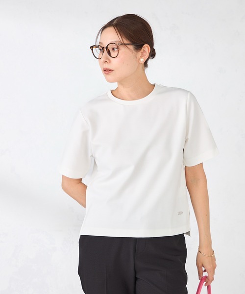 GALLORIA(ギャローリア)の「リップルTシャツ(Tシャツ/カットソー・レディース・オフホワイト/ネイビー/オレンジ・S/M/LL/L)」の2枚目の写真