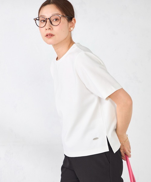 GALLORIA(ギャローリア)の「リップルTシャツ(Tシャツ/カットソー・レディース・オフホワイト/ネイビー/オレンジ・S/M/LL/L)」の4枚目の写真