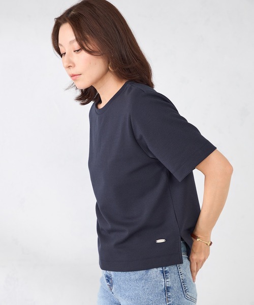 GALLORIA(ギャローリア)の「リップルTシャツ(Tシャツ/カットソー・レディース・オフホワイト/ネイビー/オレンジ・S/M/LL/L)」の9枚目の写真