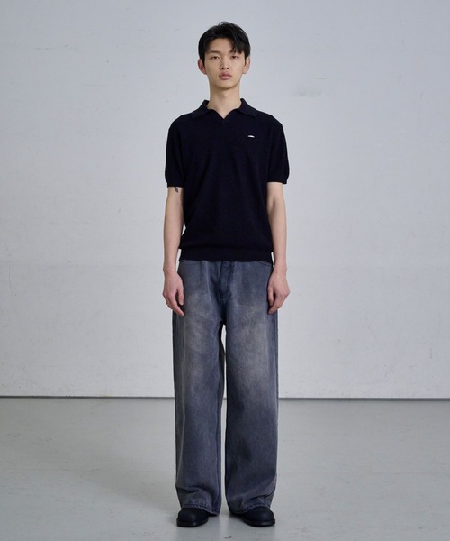 THE CLE(ザクレ)の「KNIT POLO SHIRT / ニットポロシャツ(ポロシャツ・メンズ・ブラック/ライトグレー・1/2)」の3枚目の写真