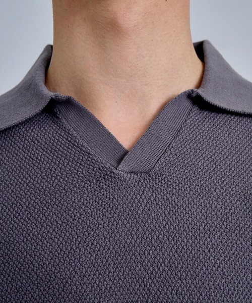THE CLE(ザクレ)の「KNIT POLO SHIRT / ニットポロシャツ(ポロシャツ・メンズ・ブラック/ライトグレー・1/2)」の11枚目の写真