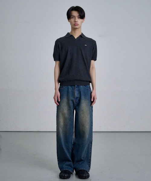 THE CLE(ザクレ)の「KNIT POLO SHIRT / ニットポロシャツ(ポロシャツ・メンズ・ブラック/ライトグレー・1/2)」の13枚目の写真