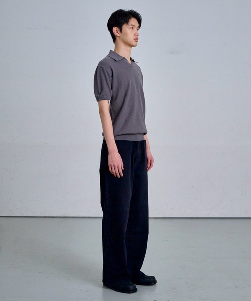 THE CLE(ザクレ)の「KNIT POLO SHIRT / ニットポロシャツ(ポロシャツ・メンズ・ブラック/ライトグレー・1/2)」の9枚目の写真