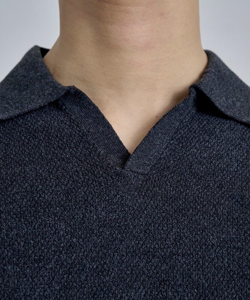 THE CLE(ザクレ)の「KNIT POLO SHIRT / ニットポロシャツ(ポロシャツ・メンズ・ブラック/ライトグレー・1/2)」の16枚目の写真