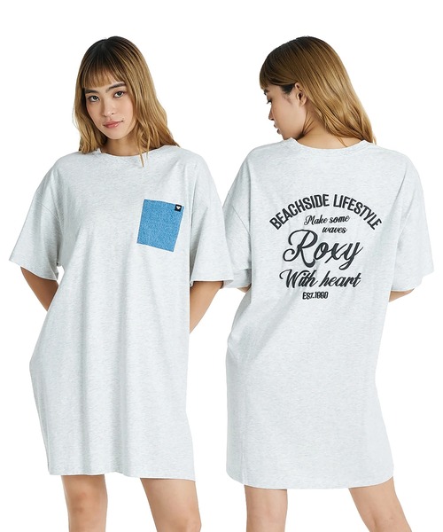ROXY（ロキシー）の「ROXY WITH HEART ミニワンピース 【2026年夏モデル】/ロキシーTシャツワンピース（ワンピース・レディース・グレー/ナチュラル/ブラック・LARGE/MEDIUM/SMALL）」の3枚目の写真