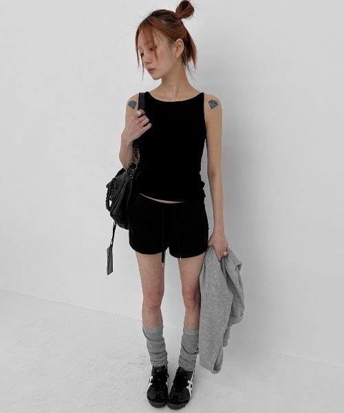 BLACKUP（ブラックアップ）の「[MADE] ビエントバンディングショートパンツ（スウェットパンツ・レディース・ブラック/グレー・LARGE/SMALL/MEDIUM）」の3枚目の写真