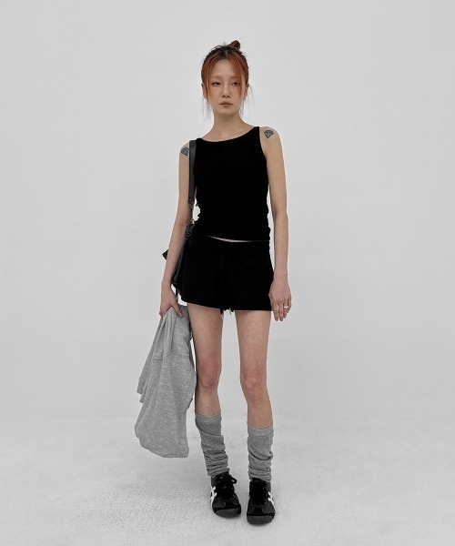 BLACKUP（ブラックアップ）の「[MADE] ビエントバンディングショートパンツ（スウェットパンツ・レディース・ブラック/グレー・LARGE/SMALL/MEDIUM）」の9枚目の写真