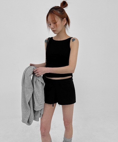 BLACKUP（ブラックアップ）の「[MADE] ビエントバンディングショートパンツ（スウェットパンツ・レディース・ブラック/グレー・LARGE/SMALL/MEDIUM）」の4枚目の写真