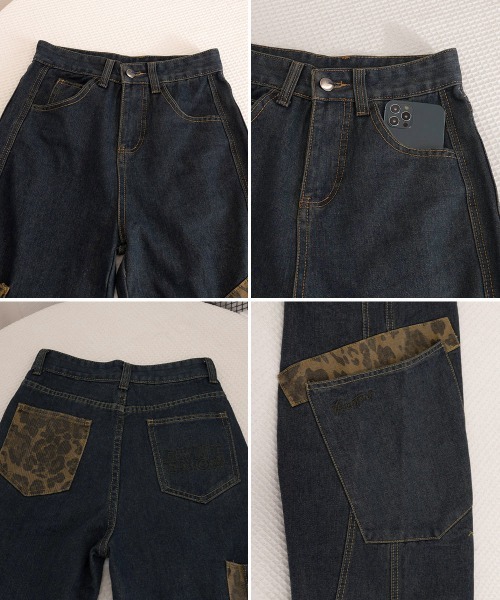Miniministore(ミニミニストア)の「デニムカーブパンツ レオパード柄ポケット(デニムパンツ・レディース・ネイビー/インディゴブルー・M/S/L)」の19枚目の写真