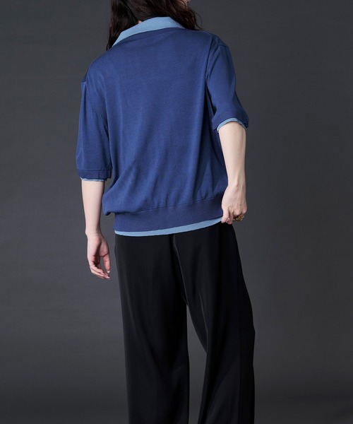 Ellno Loset(エルノロゼット)の「刺繍レイヤードポロニット(ポロシャツ・メンズ・ブラック/ブルー・LARGE/MEDIUM/SMALL)」の16枚目の写真
