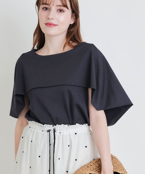 PICCIN（ピッチン）の「ケーププルオーバー（Tシャツ/カットソー・レディース・オフホワイト/チャコールグレー/ブラック・M）」の3枚目の写真