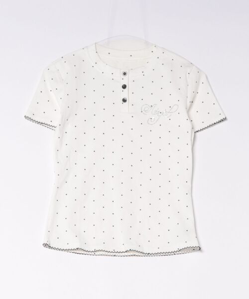 ViViDAY(ビビデー)の「ラインストーン英字ロゴ ドット柄tシャツ(Tシャツ/カットソー・レディース・ホワイト・M)」の5枚目の写真