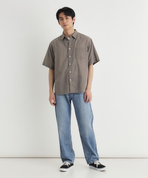 BACK NUMBER(バックナンバー)の「【BACK NUMBER】カラミ織り半袖シャツ (無地 / レギュラーカラー / アメカジ / 夏服 / 通気性 / 涼感 / ゆったり / 羽織り / メンズ)(シャツ/ブラウス・メンズ・ブラウン/ブルー/ライトブラウン・M/L/XL/S)」の11枚目の写真