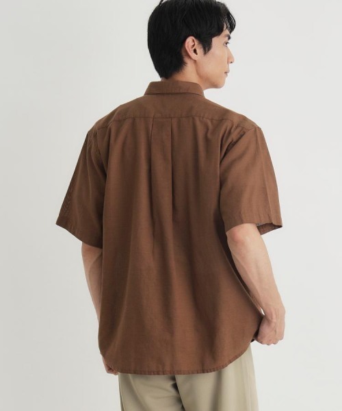 BACK NUMBER(バックナンバー)の「【BACK NUMBER】カラミ織り半袖シャツ (無地 / レギュラーカラー / アメカジ / 夏服 / 通気性 / 涼感 / ゆったり / 羽織り / メンズ)(シャツ/ブラウス・メンズ・ブラウン/ブルー/ライトブラウン・M/L/XL/S)」の6枚目の写真