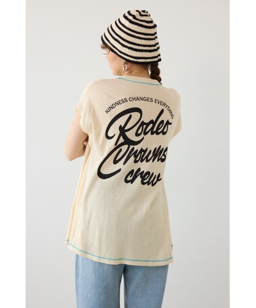 RODEO CROWNS WIDE BOWL（ロデオクラウンズワイドボウル）の「フレンチスリーブロゴニットトップス（ニット/セーター・レディース・ブラウン/イエロー/アイボリー/チャコールグレー・FREE）」の7枚目の写真
