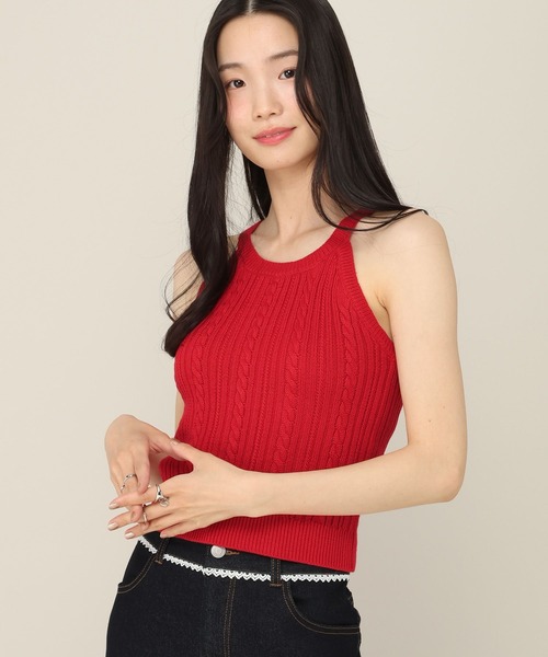 Heather(ヘザー)の「カップ付きアメスリケーブルニット 815677(ニット/セーター・レディース・アイボリー/レッド/ネイビー・FREE)」の8枚目の写真