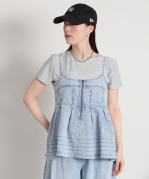 cepo | 暑い夏を乗り切る、快適デニム〈接触冷感 / UVカット〉ICE リネンデニムビスチェ セットアップ対応可能(キャミソール)